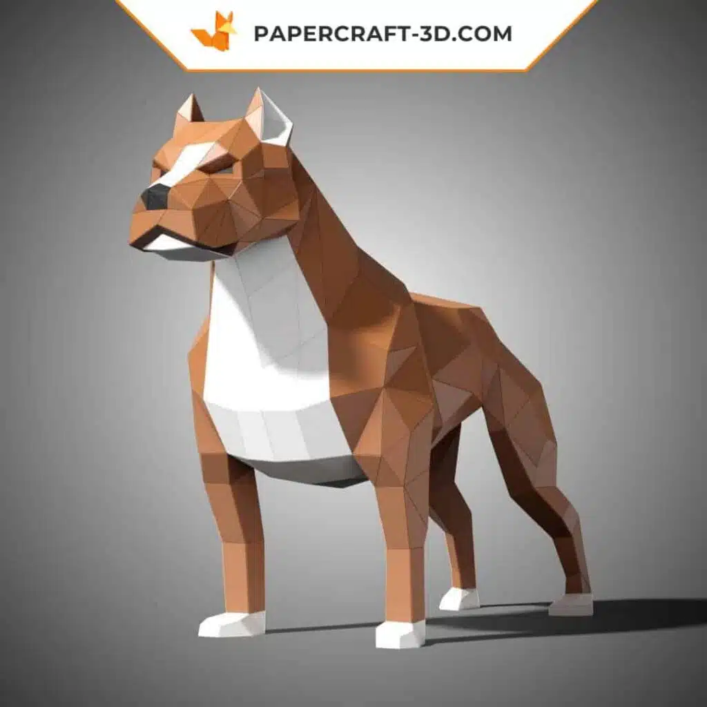 Papercraft di Pit Bull in origami 3D
