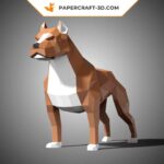 Papercraft Pit Bull in origami 3D