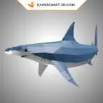 White and blue hammerhead shark 3D origami papercraft