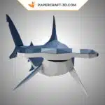White and blue hammerhead shark 3D origami papercraft