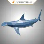 White and blue hammerhead shark 3D origami papercraft