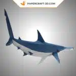 White and blue hammerhead shark 3D origami papercraft