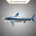 White and blue hammerhead shark 3D origami papercraft
