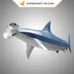 White and blue hammerhead shark 3D origami papercraft