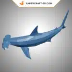 White and blue hammerhead shark 3D origami papercraft