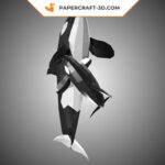 Papercraft famiglia di orche in origami 3D
