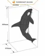 Papercraft sculpture en papier 3D d&rsquo;une famille d&rsquo;orques, vue 8