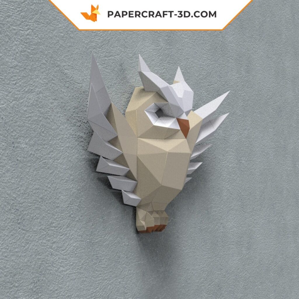 Papercraft owl in 3D origami