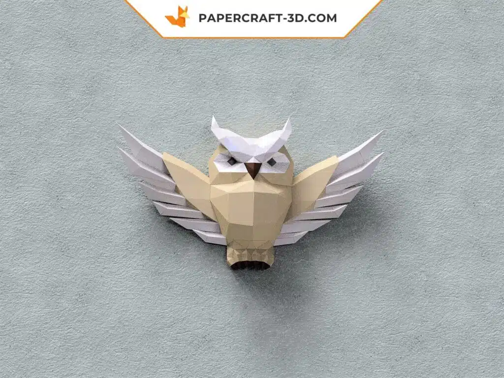 Papercraft sculpture en relief d&rsquo;une chouette en origami papier 3D