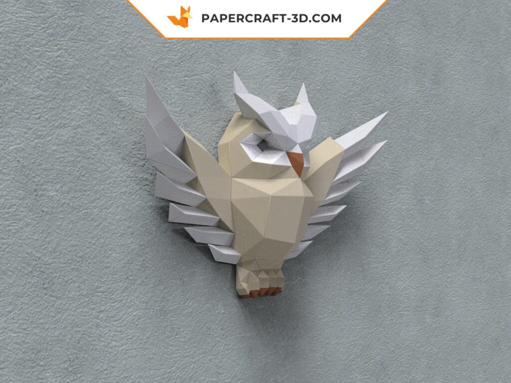 3D origami owl papercraft wall relief