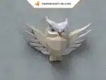 Papercraft sculpture en relief d&rsquo;une chouette en origami papier 3D, weergave 4