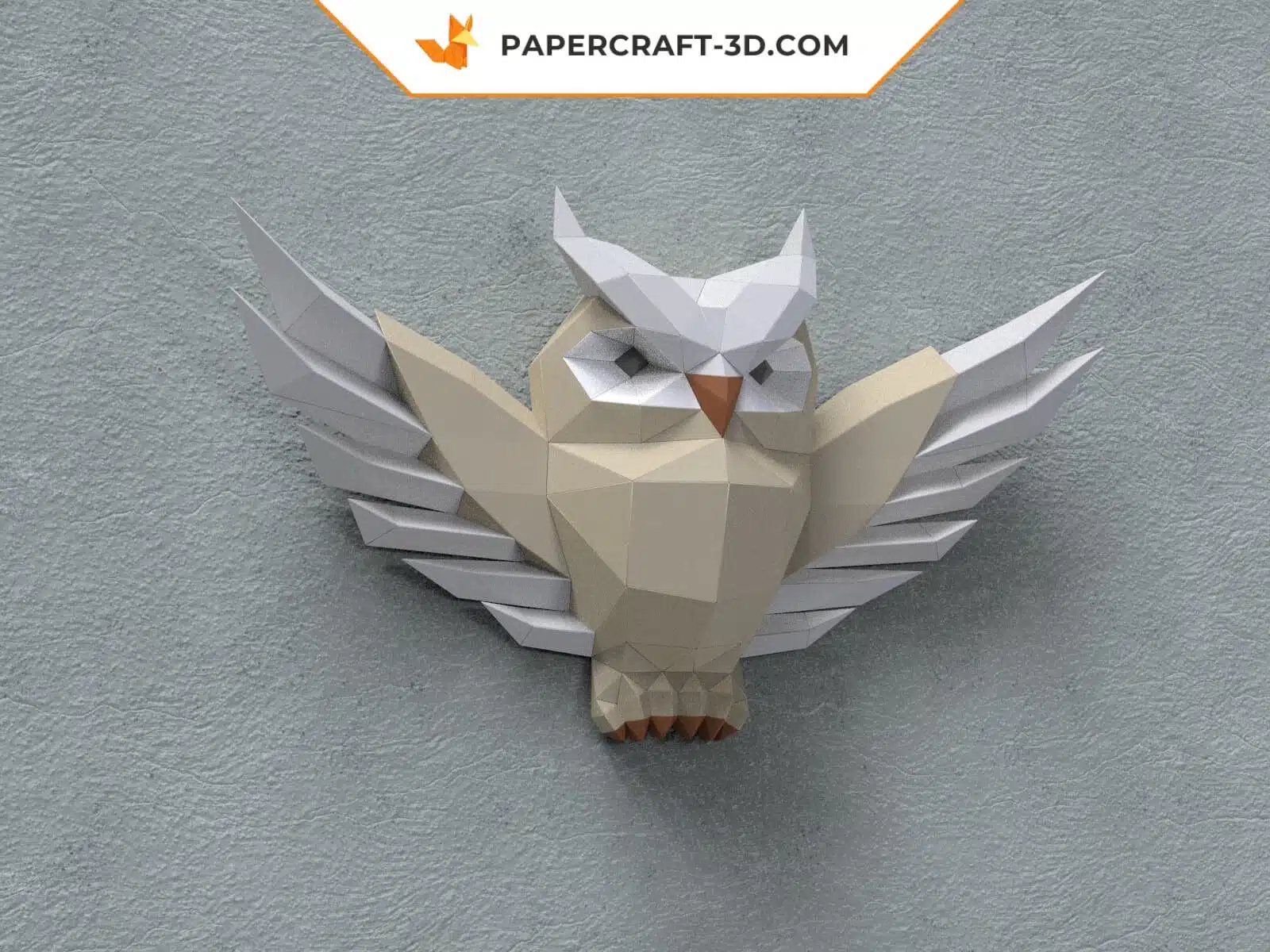 Papercraft sculpture en relief d&rsquo;une chouette en origami papier 3D, weergave 4
