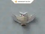 Papercraft sculpture en relief d&rsquo;une chouette en origami papier 3D, weergave 6