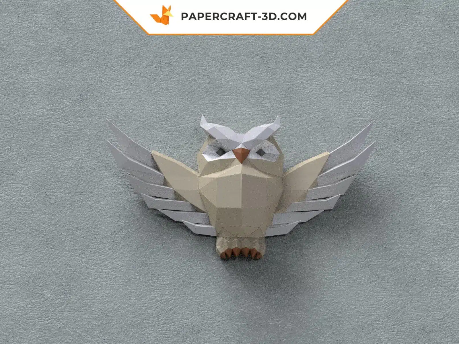 Papercraft sculpture en relief d&rsquo;une chouette en origami papier 3D, weergave 6