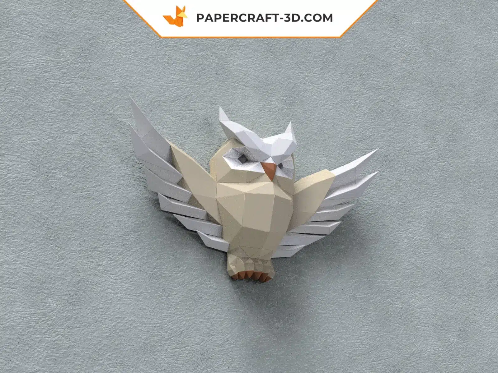Papercraft sculpture en relief d&rsquo;une chouette en origami papier 3D, weergave 7