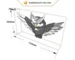 Papercraft sculpture en relief d&rsquo;une chouette en origami papier 3D, weergave 8