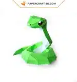 Papercraft cobra 3D em origami, vista 3