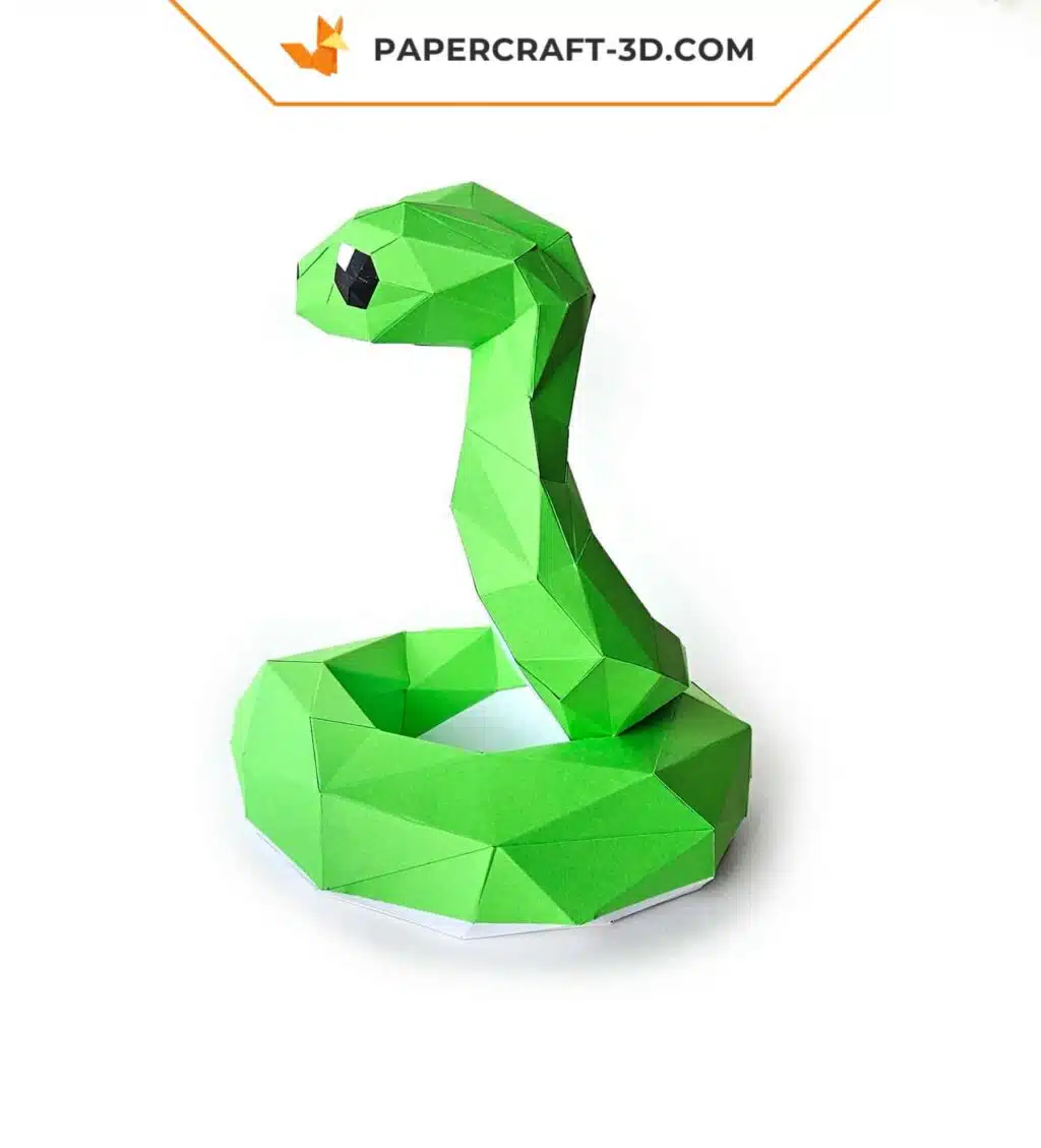Papercraft cobra 3D em origami, vista 4