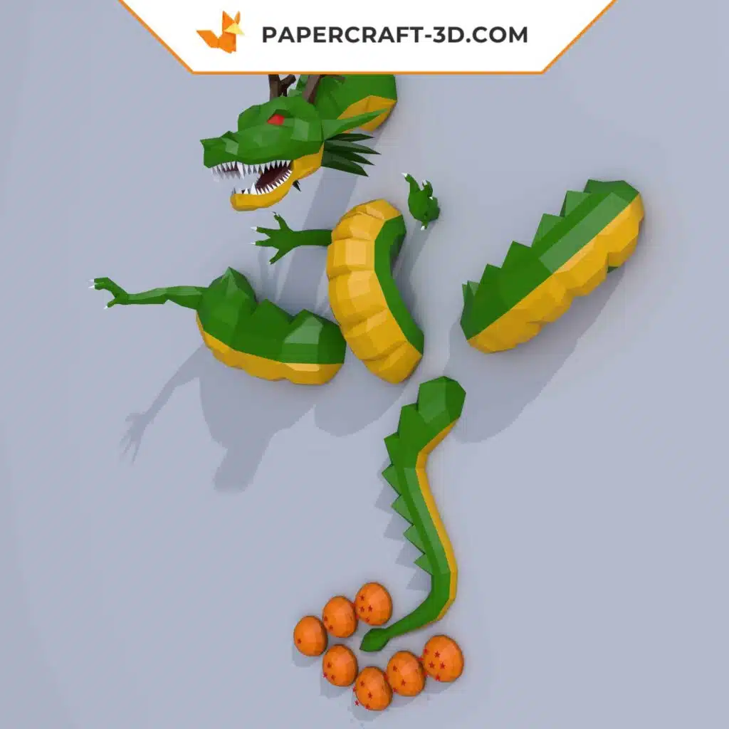 Papercraft Shenlong modèle 3D en origami papier, vue 3