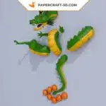 Papercraft Shenlong modèle 3D en origami papier, vue 3