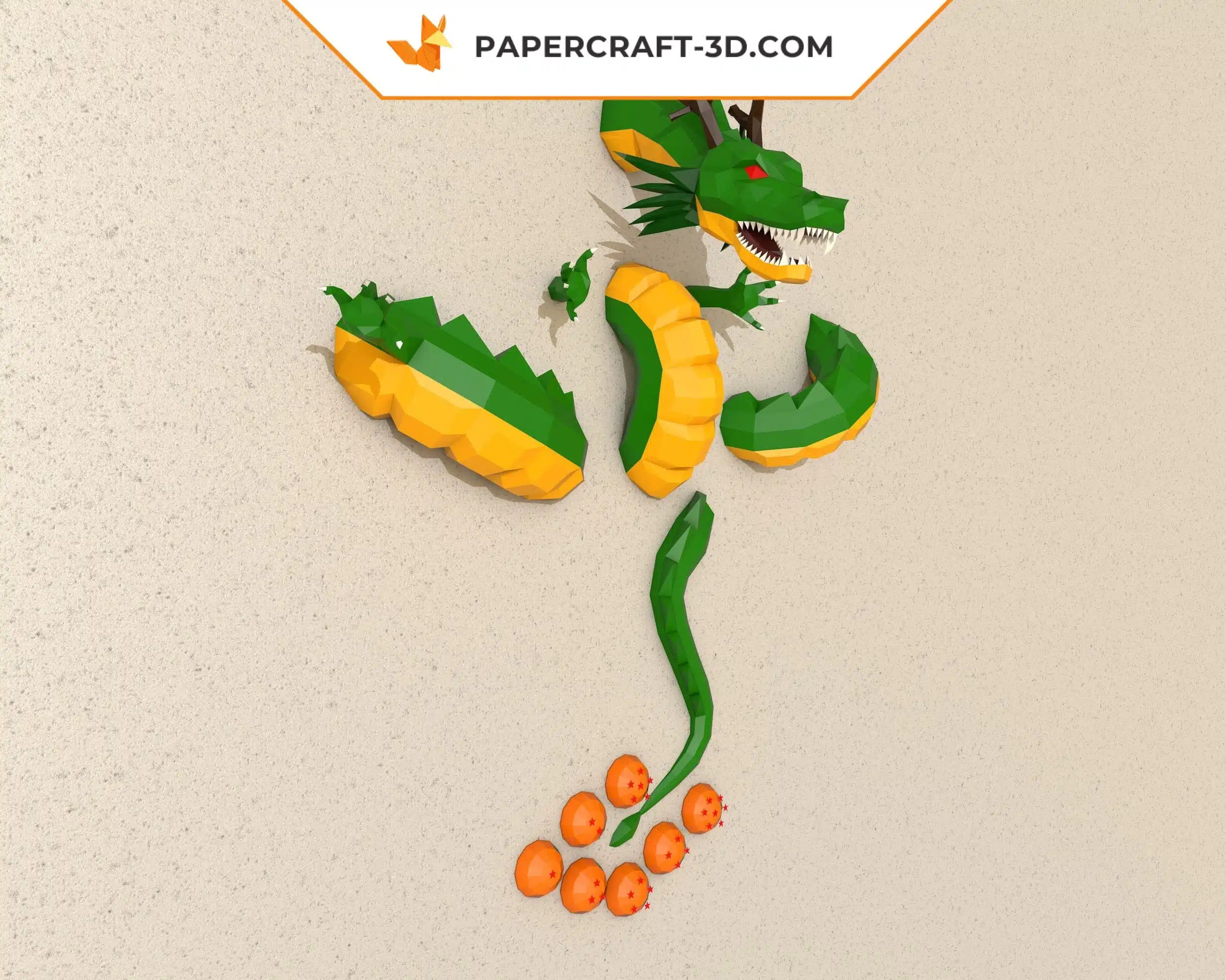 Papercraft Shenlong modèle 3D en origami papier, vue 7