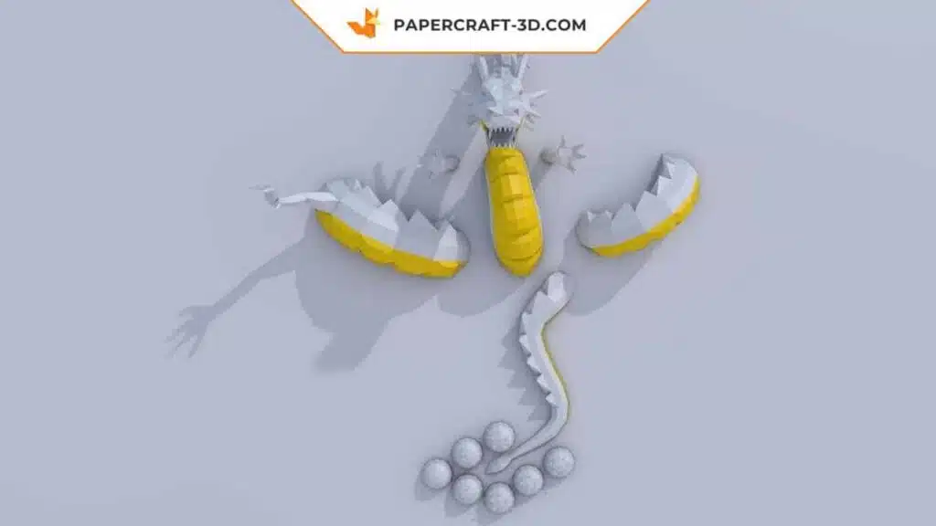 Papercraft Shenlong modèle 3D en origami papier, vue 2