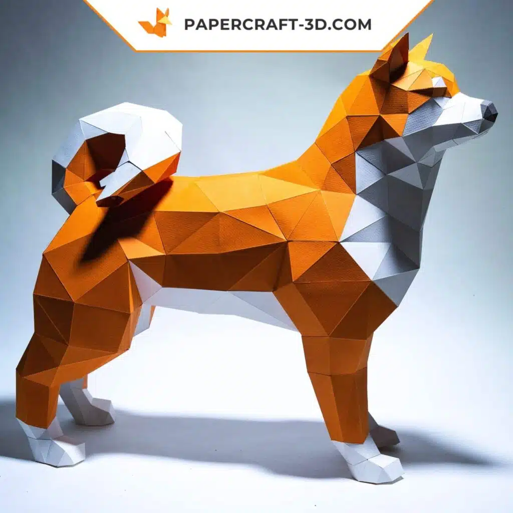 Papercraft Shiba Inu in 3D origami