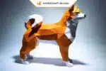 Papercraft Shiba Inu em origami 3D