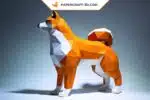 Papercraft Shiba Inu em origami 3D