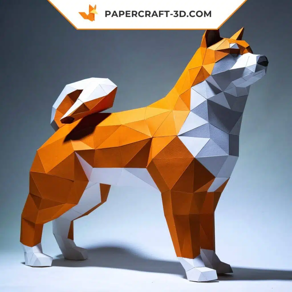 Papercraft Shiba Inu als 3D-Origami