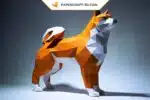 Papercraft Shiba Inu em origami 3D