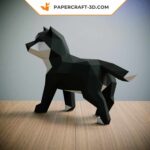 Papercraft Shiba Inu noir simpliste en origami 3D