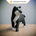 Papercraft Shiba Inu noir simpliste en origami 3D