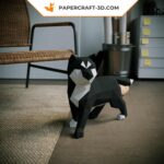 Papercraft Shiba Inu noir simpliste en origami 3D