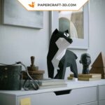 Papercraft Shiba Inu noir simpliste en origami 3D