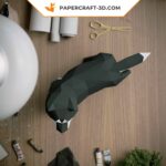 Papercraft Shiba Inu noir simpliste en origami 3D