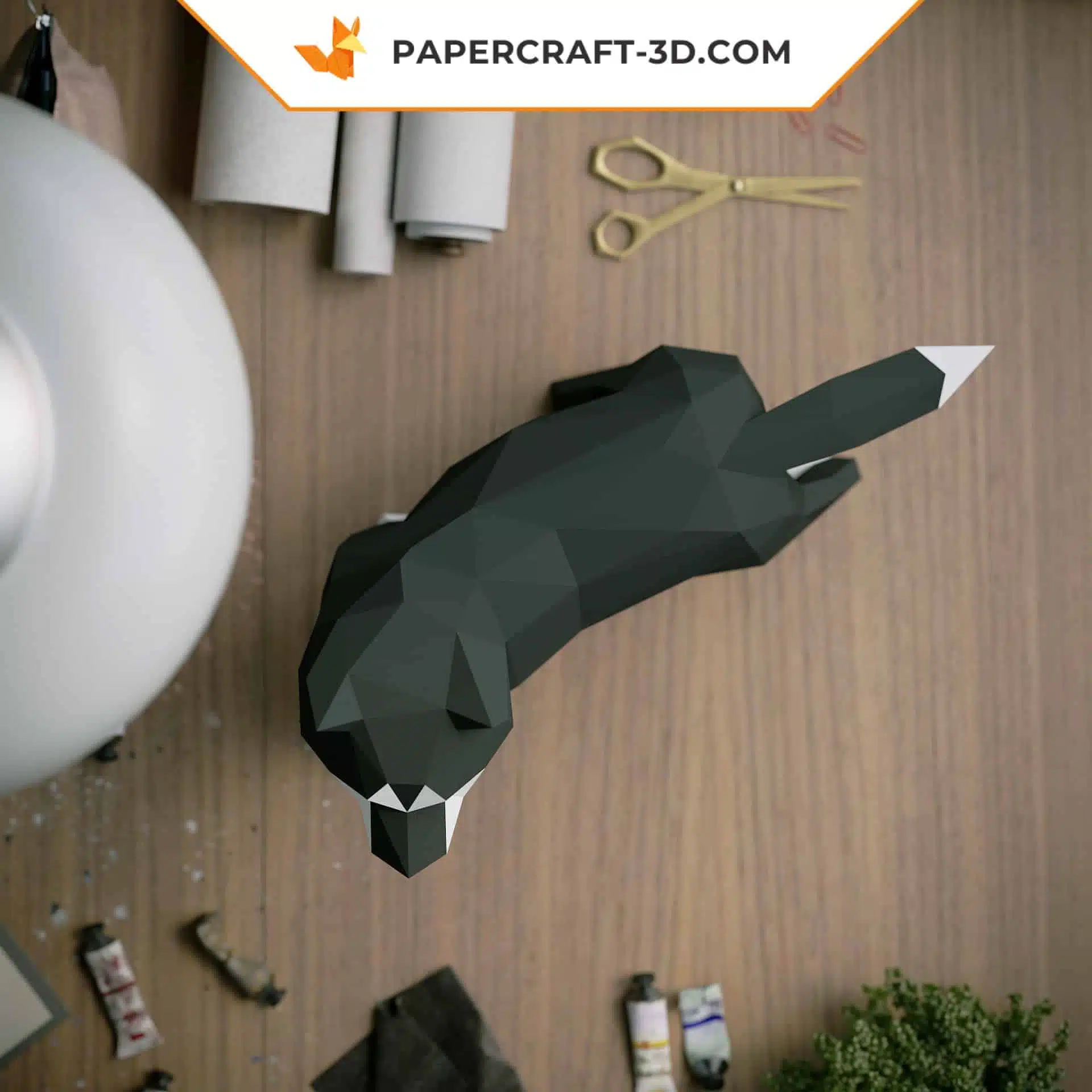 Papercraft Shiba Inu origami papier 3D pour décoration intérieure