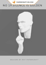 Papercraft of origami Silence is Golden