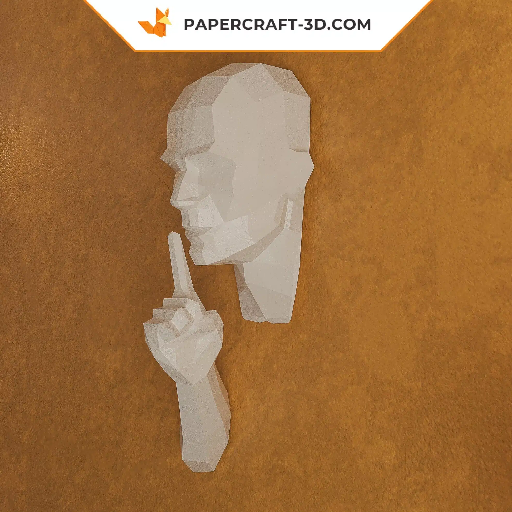 Papercraft Silence is golden modèle origami papier 3D, weergave 5