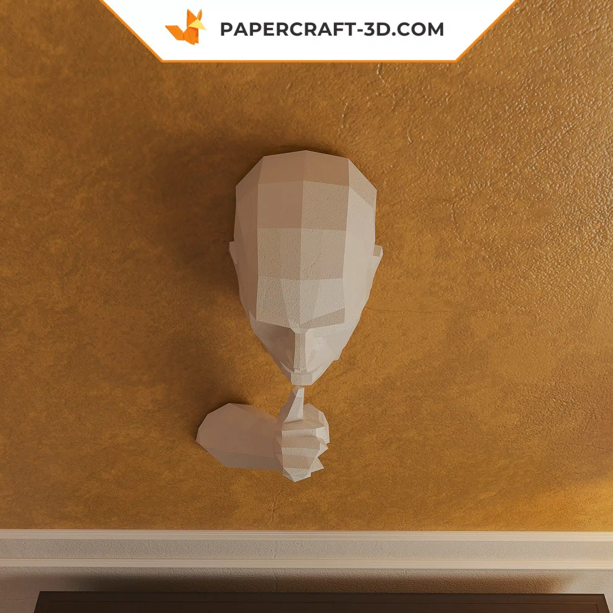 Papercraft Silence is golden modèle origami papier 3D, weergave 6