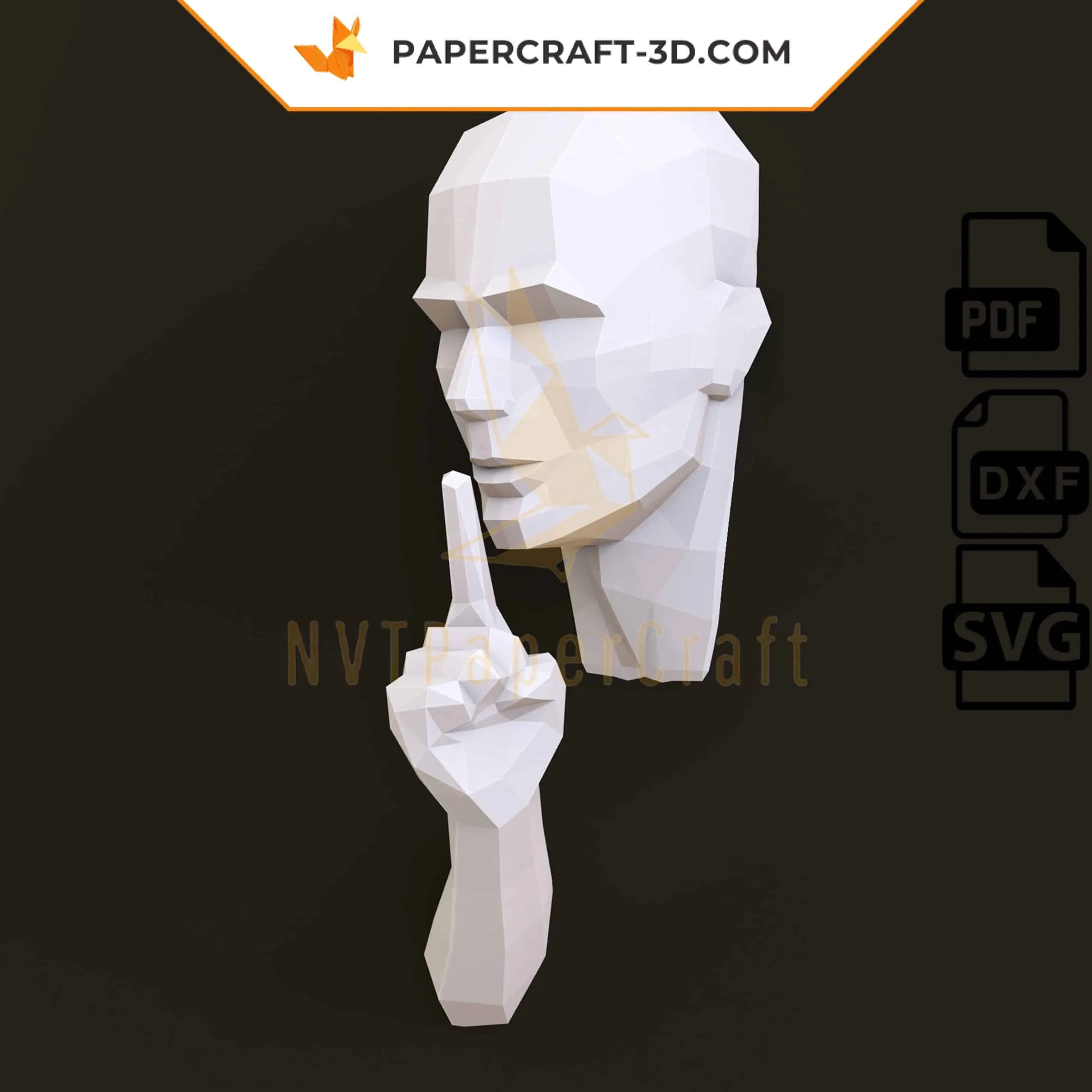 Papercraft Silence is golden modèle origami papier 3D, weergave 7