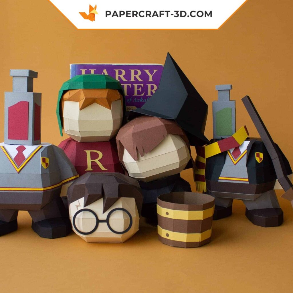 Papercraft of wizard in 3D origami