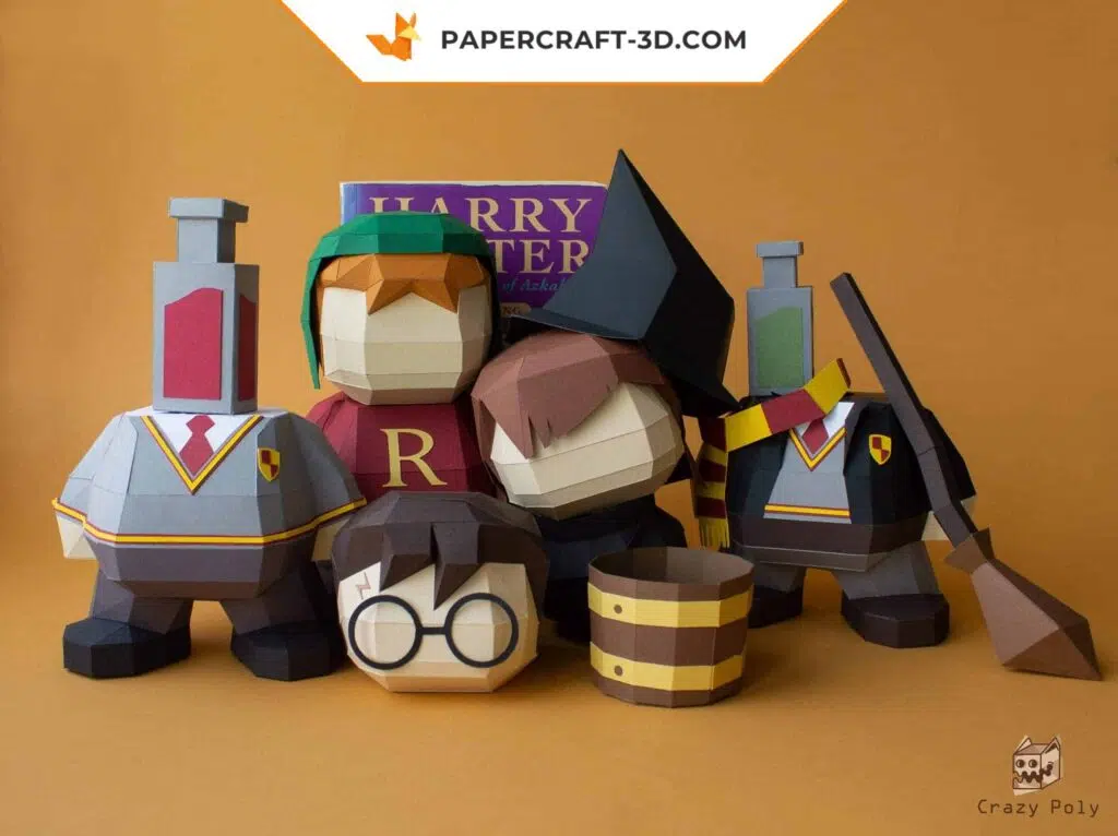 Papercraft sorcier 3 en 1 DiY PDF modèle + fichiers SVG, décoration de fête origami papier 3D, weergave 2