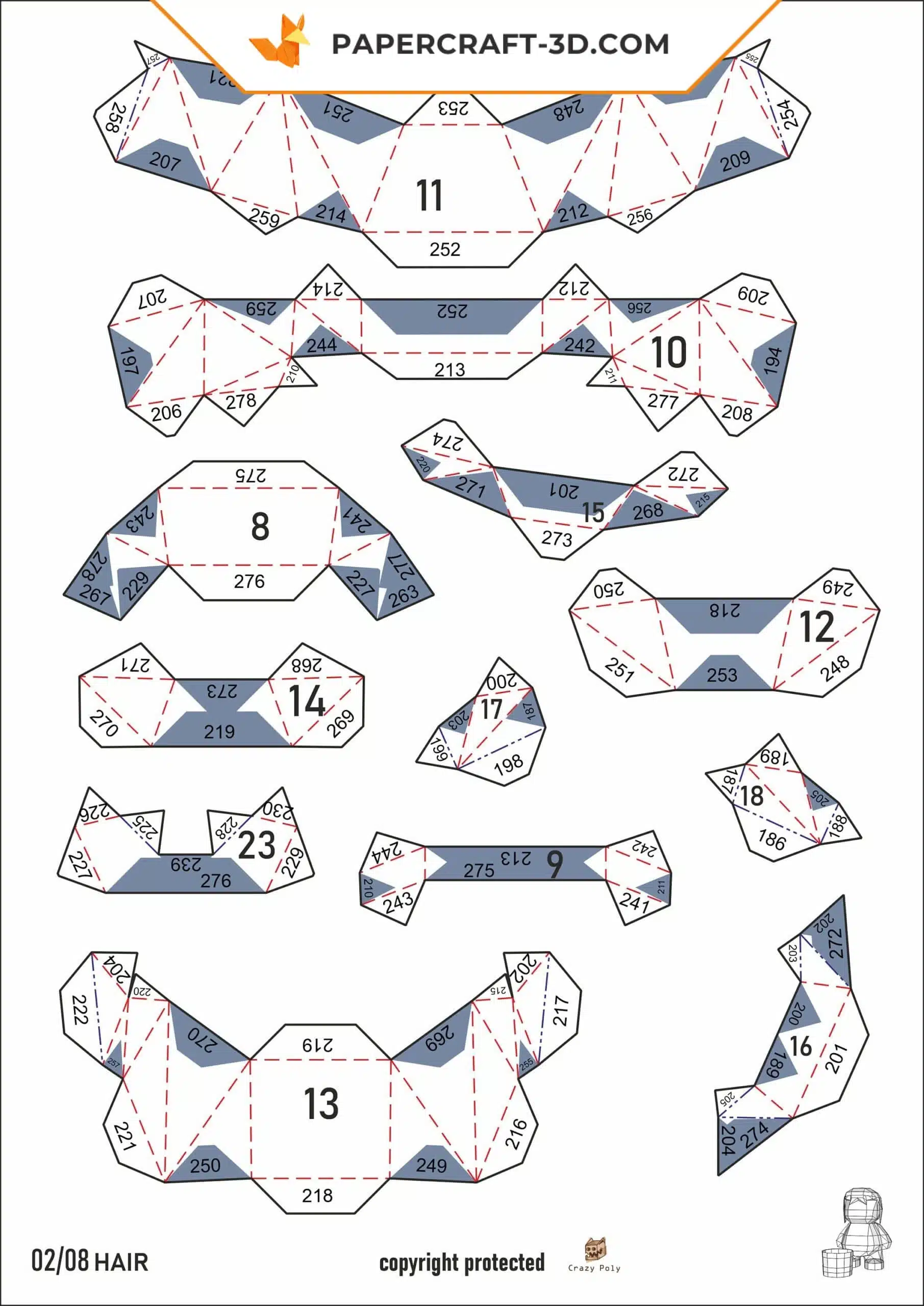 Papercraft sorcier 3 en 1 DiY PDF modèle + fichiers SVG, décoration de fête origami papier 3D, weergave 5