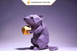 Papercraft mouse in 3D origami