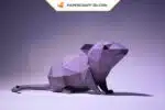 3D-Origami-Papercraft mauvefarbene Mäuse mit Käse, Ansicht 4