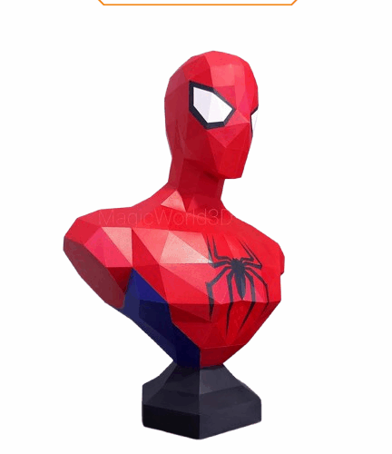 Papercraft bust of Spiderman in 3D origami