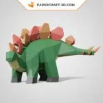 Papercraft de Stegosaurus fofo em origami 3D
