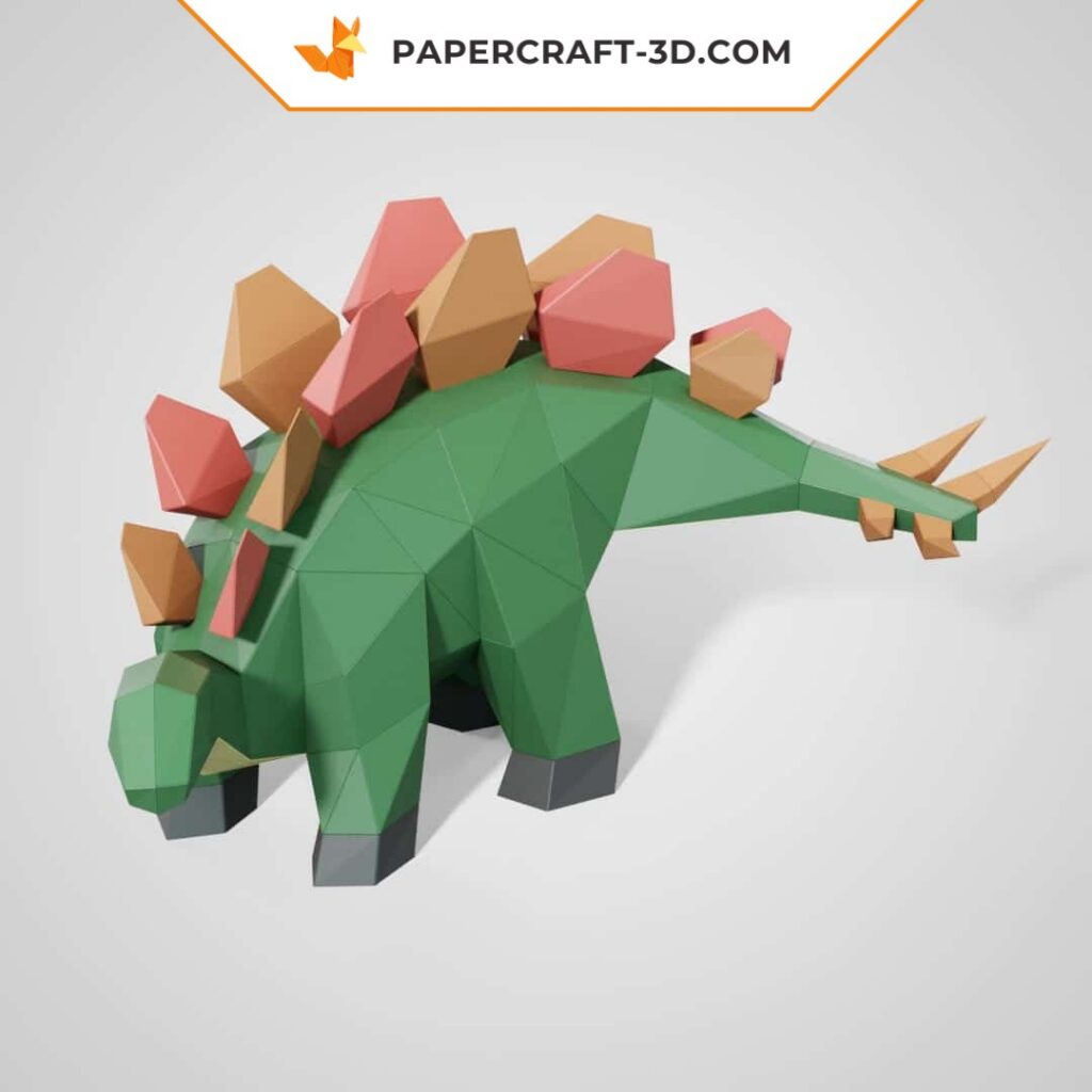 Papercraft de Stegosaurus adorable en origami 3D