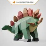 Papercraft de Stegosaurus fofo em origami 3D
